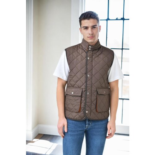 Dewberry 83925 Mens Vest with Side Pockets-KAHVE Slike