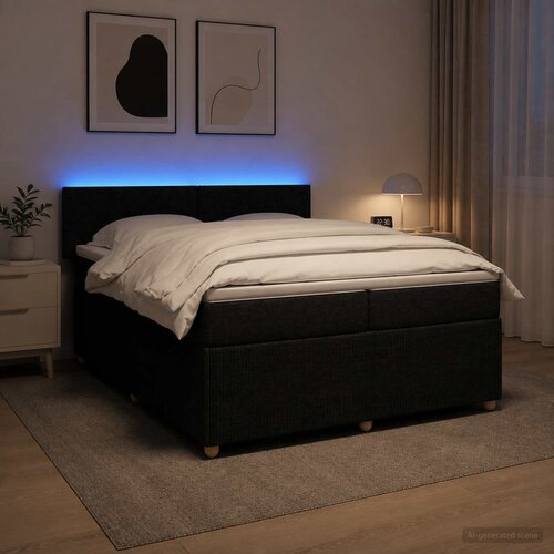  Boxspring krevet s madracem Crna 200 x 200 cm Tkanina Cene