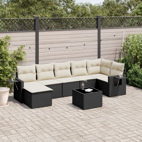 vidaXL 8-dijelni set vrtnih sofa od poliratana s jastucima crni Cijene