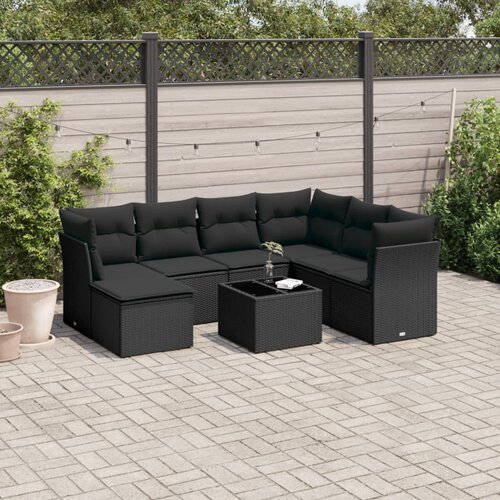  8-dijelni set vrtnih sofa od poliratana s jastucima crni Cijene