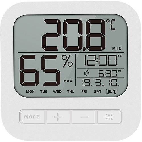 Venisymlis Digitalna Radijsko Vodena Led Budilka S Prikazom Temperature, Plastika, Bela, Z Osvetlitvijo Ozadja, (22060576) Cene