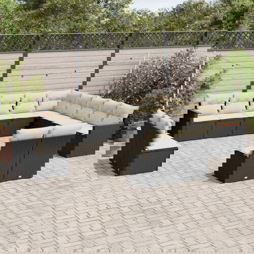 vidaXL 13-dijelni set vrtnih sofa s jastucima poliratan crni Cijene
