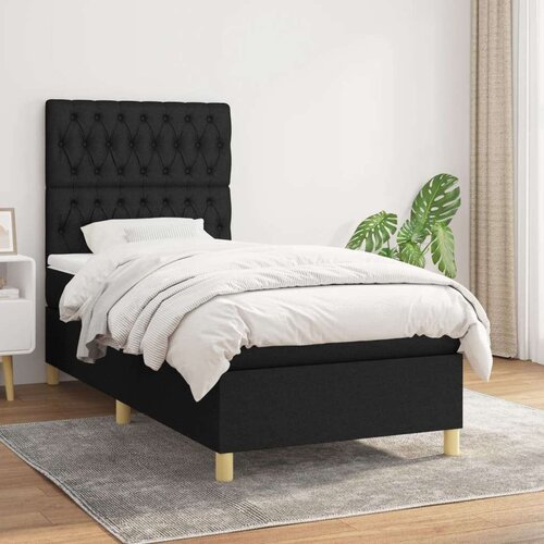  Box spring postelja z vzmetnico črna 90x200 cm blago, (20791996) Slike