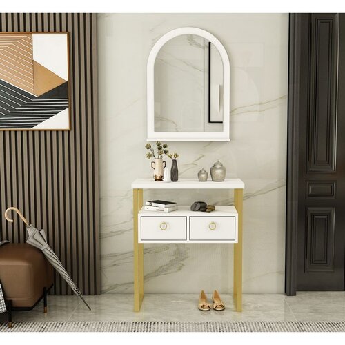 Hanah home komoda mipa mirrored - white whitegold dresser Cene