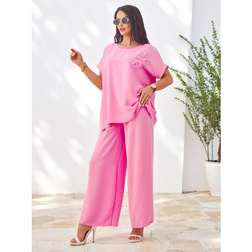 Resti Women's short-sleeved set with decorative flower and wide trousers Cijene