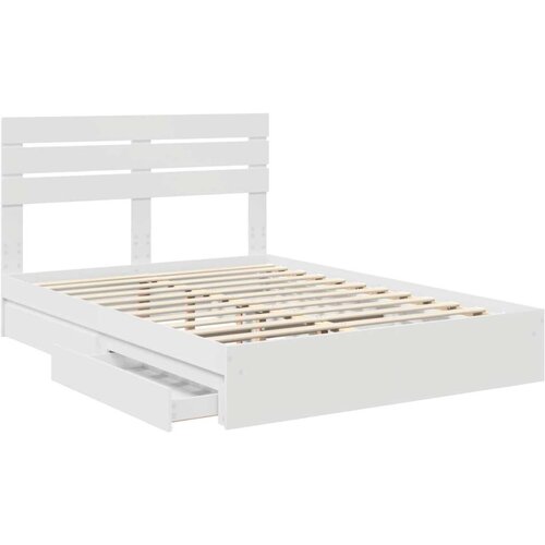  Krevet s od storage Bijelo 140 x 200 cm Konstruirano drvo Slike