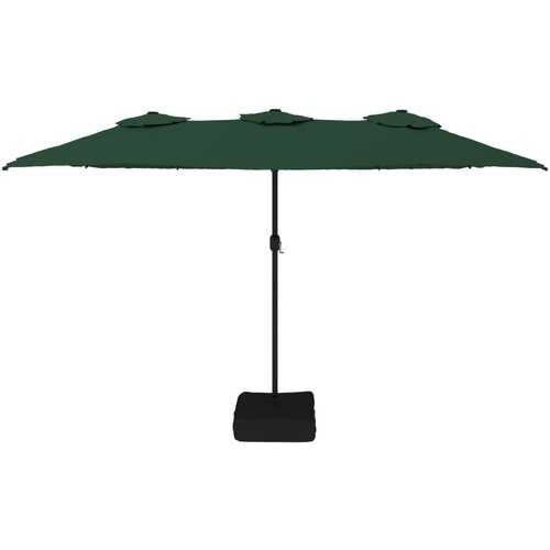  Dvostruki vrtni suncobran s LED svjetlima zeleni 449 x 265 cm Slike