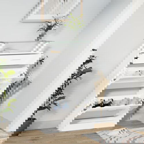 VidaXL Ormarić za cipele sjajni bijeli 63x24x104 cm konstruirano drvo Slike