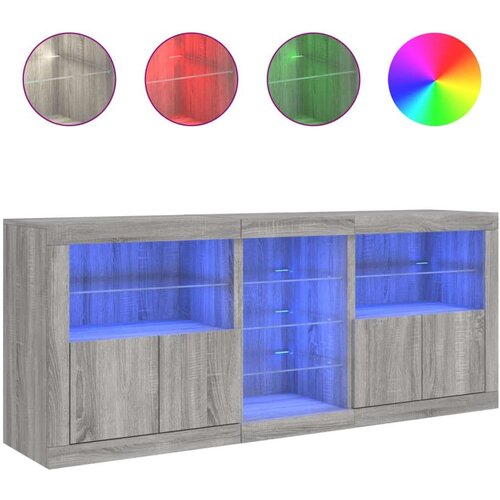  Komoda z LED lučkami siva sonoma 162x37x67 cm Slike