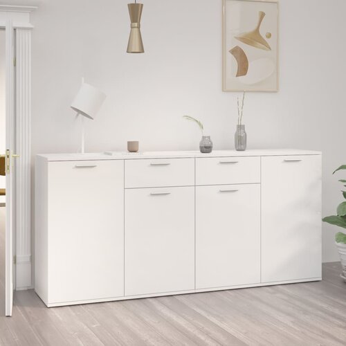 vidaXL Komoda visok sijaj bela 160x36x75 cm iverna plošča Cene