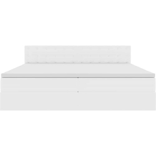  Krevet s od storage Čista bijela 200 x 200 cm Lažna koža Slike