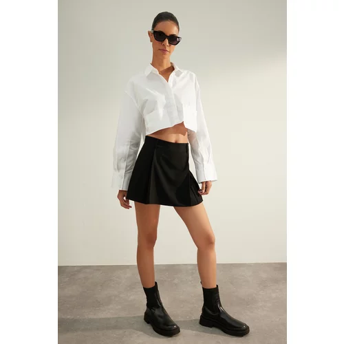 Trendyol Black Premium Pleated Woven Short Skirt