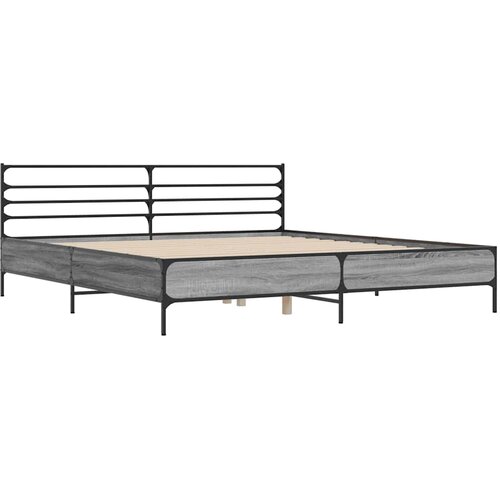  Okvir za krevet boja hrasta 200x200cm konstruirano drvo i metal Siva 200 x 200 cm Slike