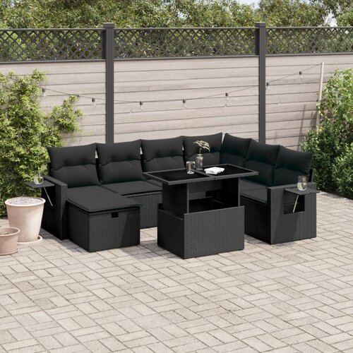 vidaXL 8-dijelni set vrtnih sofa od poliratana s jastucima crni Cijene