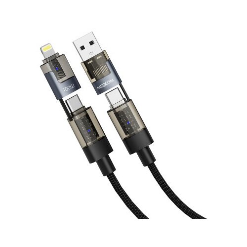 Moxom 4 u 1 type c na type c/lightning, USB na type c/lightning mx-cb364 100w 1m crni USB data kabal ( u2219 ) Slike
