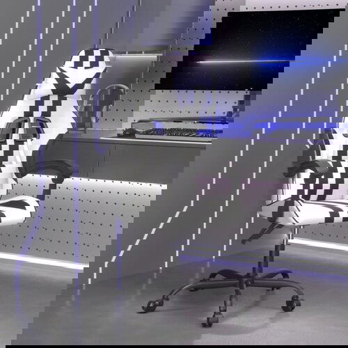 VidaXL Okretna igraća stolica bijelo-crna od umjetne kože Slike