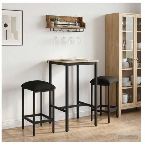 vidaXL Barska stolica 2 kom. Crna 40 x 32 x 74 cm Konstruirano drvo - Crna 2 40 x 32 x 74 cm Cene