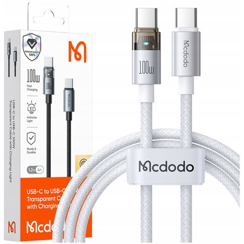 McDodo USB-C KABEL ZA HITRO POLNJENJE USB TIPA C 5A 100W 1M LED BELA, (5000334530) Cene