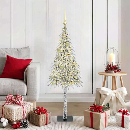 vidaXL Božično drevo med 150 LED z stojalom Bela 120 cm PE in jeklo Cene