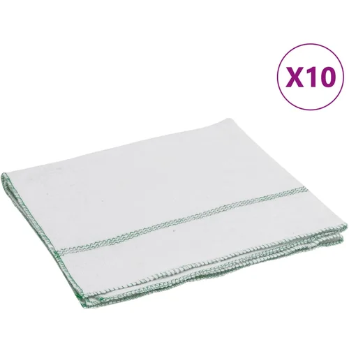 vidaXL Krpe za pod 10 kom bijele sa zelenim prugama 50 x 60 cm