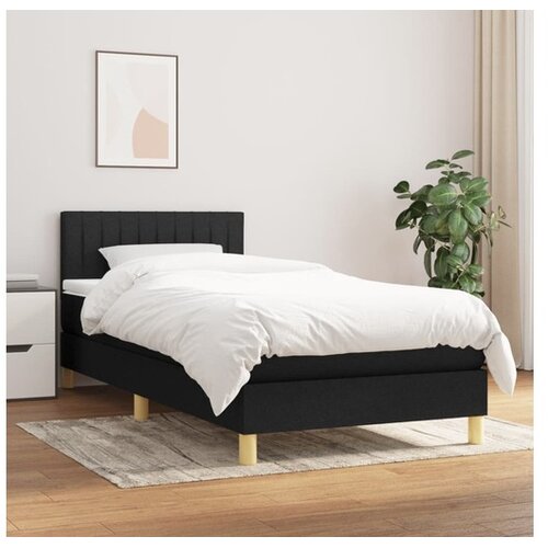  Box spring postelja z vzmetnico črna 100x200 cm blago Cene
