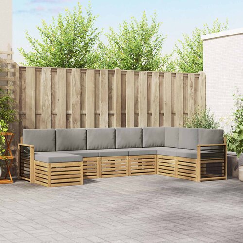  Set vanjskih sofa 8 kom. Bijela i svjetlosiva Poliester Smeđa 306 x 187,5 x 73 cm Cijene