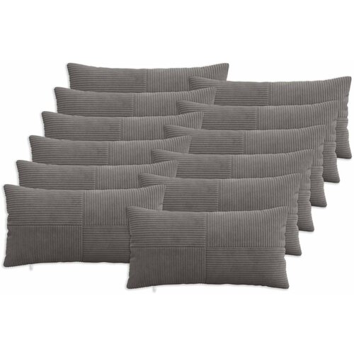  Presvlaka za jastuk 12 pcs ALMELO Tamnosiva 40 x 80 cm Kord Cene