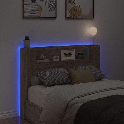  Krevetna ploča s LED-om s policom Sonoma 140 x 16 5 x 103 5 cm - sonoma hrast 140 cm Slike