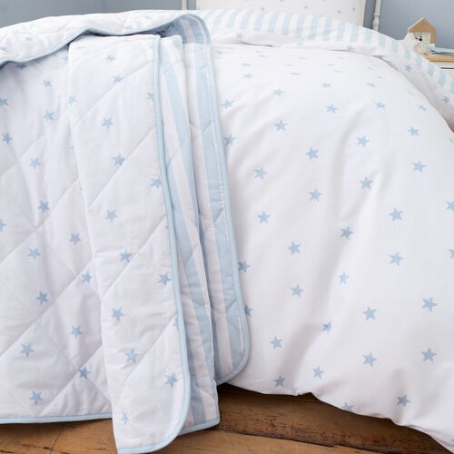 Bianca Belo/modro bombažno pre&amp;scaron;ito otro&amp;scaron;ko pregrinjalo 135x190 cm Mini Star &amp;amp; Stripes &amp;ndash; Slike