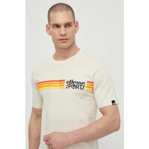 Ellesse Pamučna majica Sorranta T-Shirt za muškarce, boja: bež, s aplikacijom, SHV20128