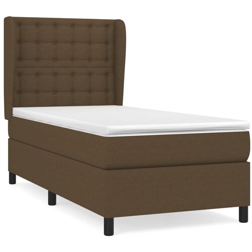 VidaXL Box spring postelja z vzmetnico temno rjava 90x200 cm blago, (20930268) Slike
