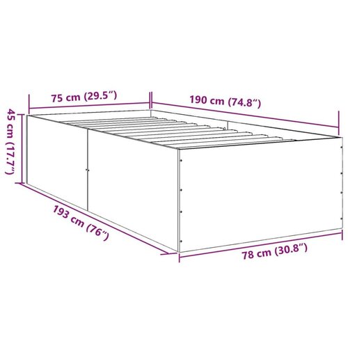 VidaXL Okvir za krevet bijeli 75x190 cm konstruirano drvo Slike