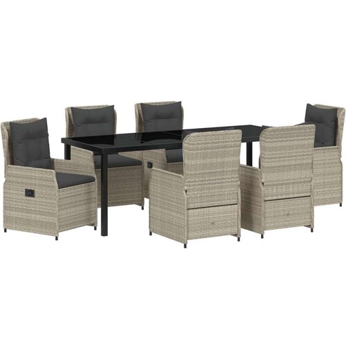  7-dijelni vrtni set za jelo svjetlosivi poly rattan  vrtni stol crni 200x80x73 cm kaljeno staklo Cijene