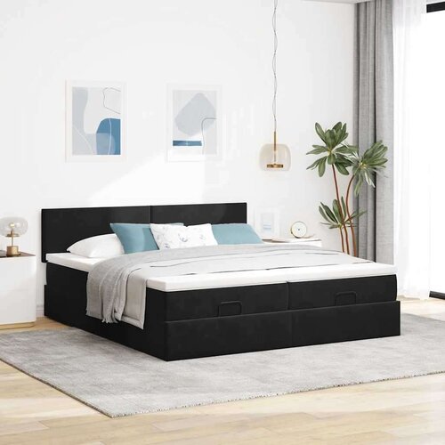 VidaXL Otomanski okvir kreveta s madracima crni 180x200cm bar&amp;scaron;unasti Slike