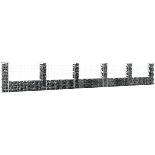 vidaXL Gabion košara U-oblike s 6 stebri železo 620x20x100 cm Cene