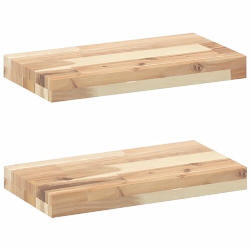vidaXL Plutajuće police 2 kom 60x20x4 cm Neobrađeno puno drvo akacije - Prirodna 60 x 20 x 4 cm 2 1 Cene