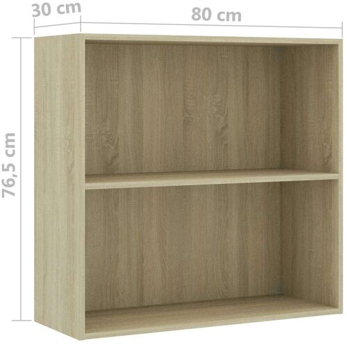 VidaXL Knjižna omara 2-nadstropna sonoma hrast 80x30x76,5 cm inž. les Slike