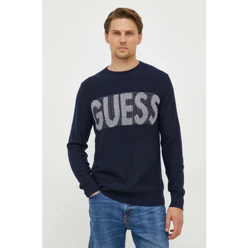 Guess Pulover s primesjo volne moški, mornarsko modra barva