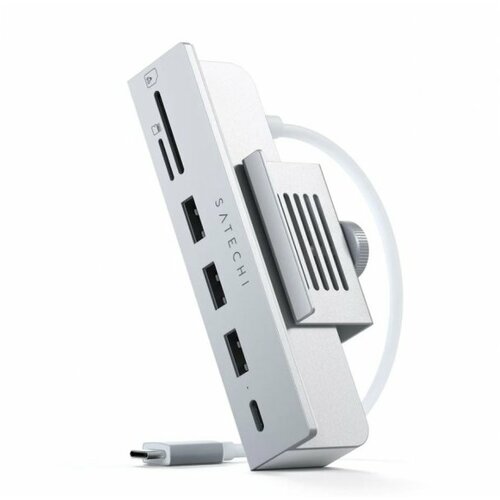 Satechi usb-c clamp hub imac 24inch (2021) / (1x usb-c up to 5 Gbps,3x usb-a 3.0 up to 5 gbps, inc. apple s.drive micro/sd) - silver Slike