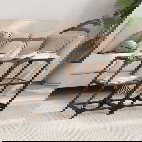 Furnova Klubske mizice s črno stekleno povr&amp;scaron;ino 2 kos 30x30x45 cm jeklo, (21915728) Slike