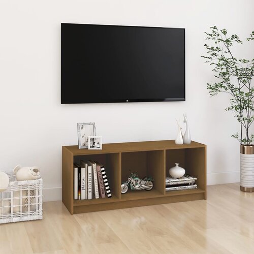 TV ormarić smeđa boja meda 104 x 33 x 41 cm od masivne borovine Cijene