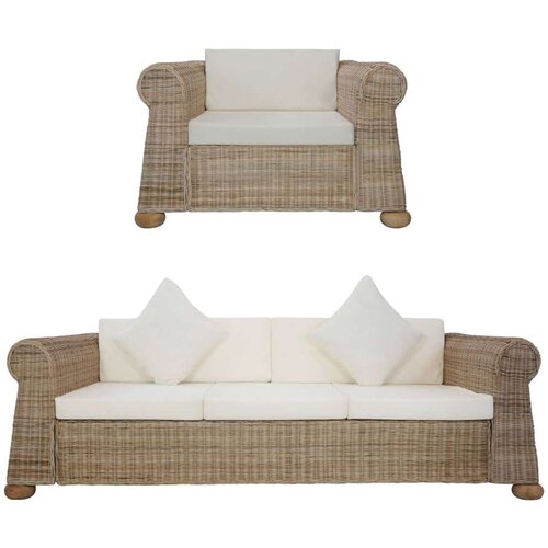  2-dijelni set sofa od prirodnog ratana s jastucima Cijene