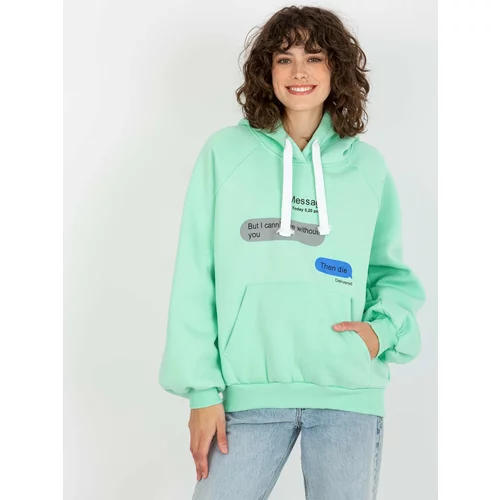 Fashion Hunters Women's sweatshirt with inscriptions - turquoise