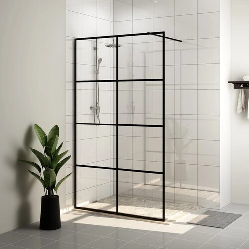 Furnova Pregrada za tu&amp;scaron; s prozornim ESG steklom 90x195 cm črna, (21918057) Slike