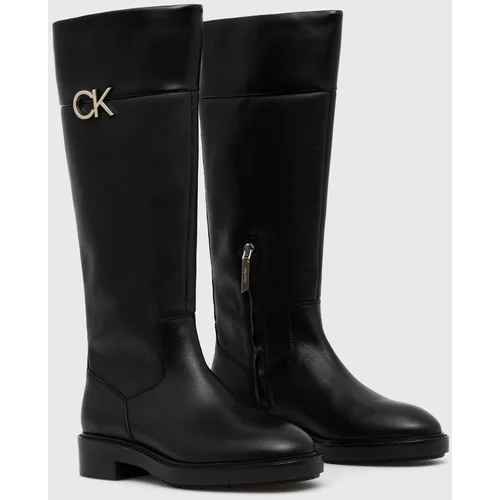Calvin Klein Elegantni škornji RUBBER SOLE KNEE BOOT W/HW ženski, črna barva, HW0HW01689