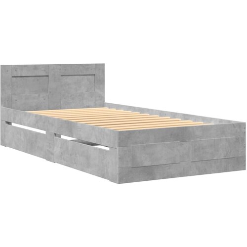 VidaXL Okvir kreveta s uzglavljem siva boja betona 90x190 cm drveni Slike