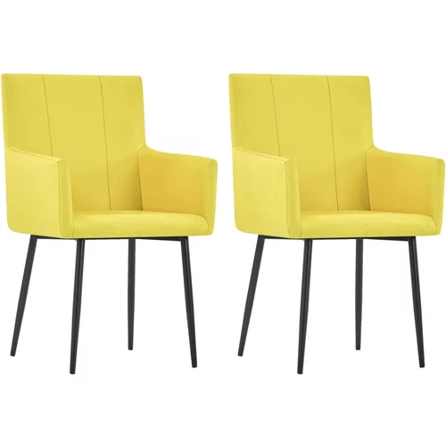  Blagovaonske stolice s naslonima za ruke 2 kom žute od tkanine