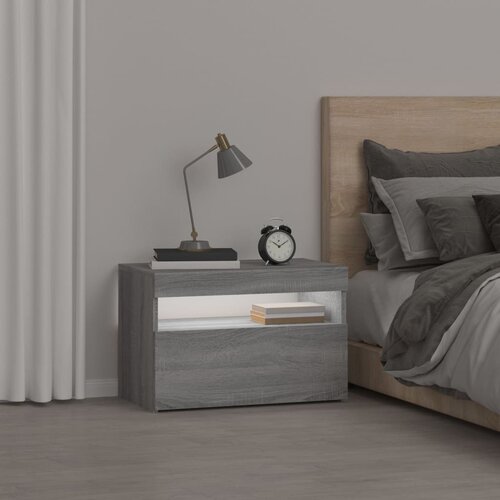  Noćni ormarić s LED svjetlima boja hrasta sonome 60x35x40 cm Slike