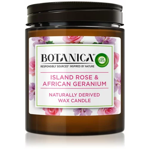 Air Wick Botanica Island Rose & African Geranium dišeča sveča z vonjem vrtnic 205 g