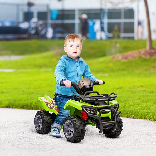 HOMCOM otroški električni štirikolesnik s 6V baterijo za polnjenje, gumb za pospeševanje, starost 18-36 mesecev, 70x42x45cm, zelen, (20744855) Cene